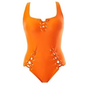 Gabifresh + Swimsuits for All Orange Lace Up One Piece Size 16D/DD